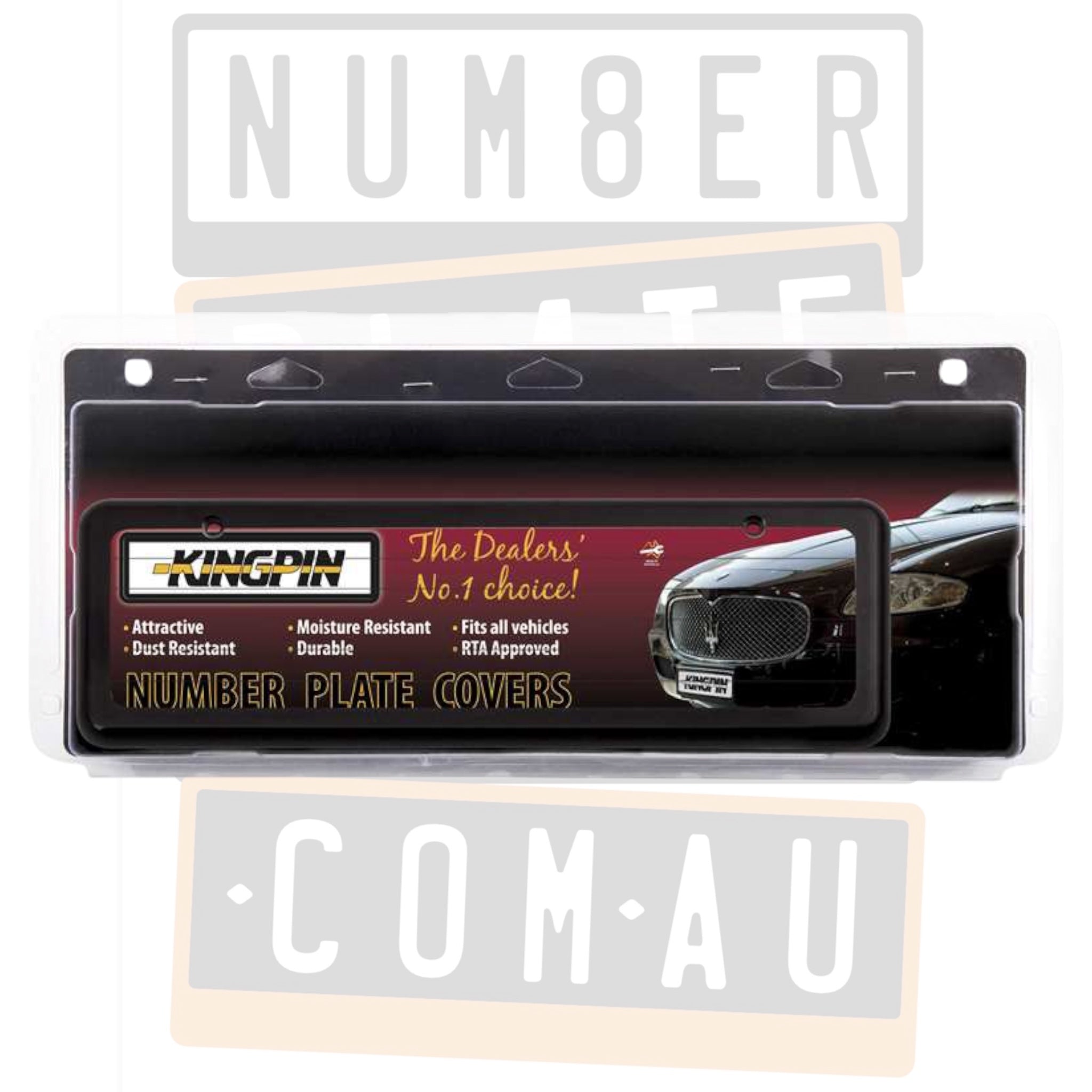 Kingpin 5 Digit Slimline Number Plate Covers with Pinstripe